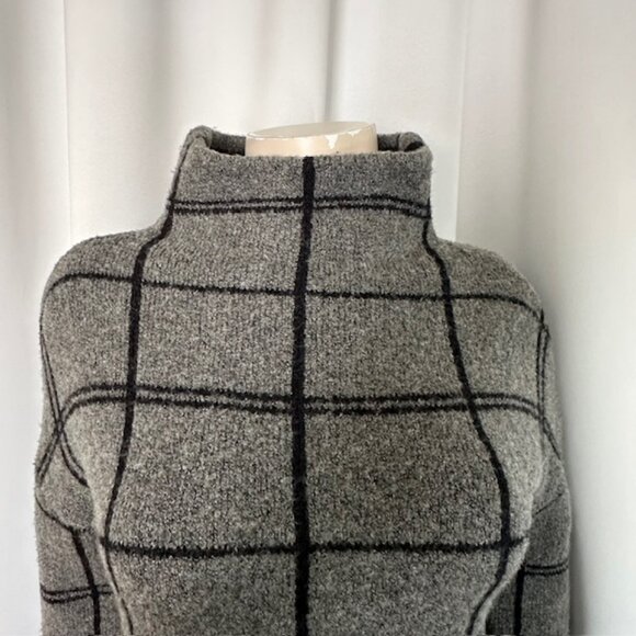 Christian Siriano - Women's Grey & Black Check Wool Blend Sweater Size S - Picture 2 of 7